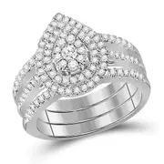 3/4 Ct. Round Diamond Bridal Engagement Ring Set 14K White Gold