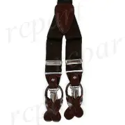 New in box Men's Suspender elastic braces Brown clips buttons wedding prom party