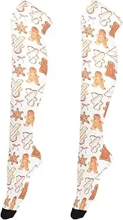 [Caihoyu] Women'S Over-Knee Stockings Casual Fashion Extra Long Knee Boot Stockings Over Knee Baseball Socks for Stage Performances Christmas Cookies Gingerbread, Christmas Cookies Gingerbread