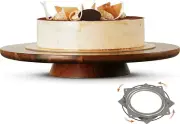 13 Acacia Wood Cake Stand Rotating – Rustic Cake Stand Turntable – Wooden Rev...