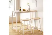 Artiss Bar Table and Stools Set Dining Desk Solid Wood Kitchen Chairs Cafe Pub