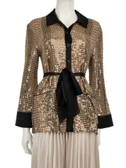 Brown Sequin Embellished Shirt