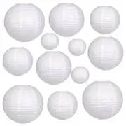 12Pcs White Paper Lanterns - Chinese Japanese Round Hanging Lamp for Wedding,...