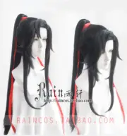 Wei Wuxian Grandmaster of Demonic Cultivation Black Costume Cosplay Wig Ponytail