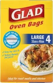Glad Oven Bags, Large Sized Oven and Microwave Safe Cooking Bags, 35cm x 48cm...