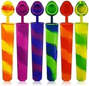 AIMALL 6-Pack Silicone Popsicle Molds, One-Piece Design, Reusable Ice Pop Maker with Lids, for DIY Frozen Desserts – BPA Free, Dishwasher Safe, Leakproof