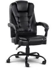 [Artiss] Massage Office Chair Executive Computer Gaming Chairs in Black PU Leather