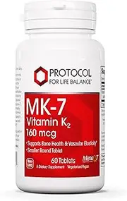 Protocol For Life Balance - MK-7 Vitamin K2 160 mcg - Vitamin K2 Supports Bone Health and Vascular Elasticity in Improved Nutrition Delivery System - 60 Tablets