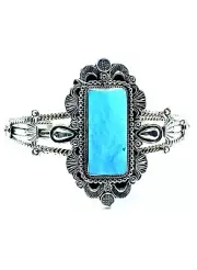 Navajo Native Kingman Turquoise Sterling Silver Handmade Bracelet By Mike Smith