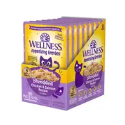 Wellness Appetizing Entrees Shredded Chicken & Salmon in Sauce Wet Cat Food Pouch 40gx8