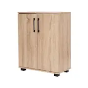 Multi-Purpose Storage Cupboard 2 Door w/ Shelves Low Style Light Sonoma Oak