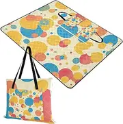 Yoogain Picnic Accessories Foldable Beach Beach Blankets Waterproof Sandproof for Outdoorsy Women Couples Gift Colorful Dots Cute Art 60x80in