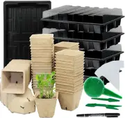 Set 100 Peat Pots Seed Starter Kit with 100 Peat Pots for Seedlings Tray Clear