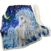 Magical Fantasy Designs Blue Night Unicorn Throw Blanket