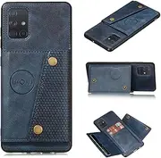 [TiHen] Compatible for Case Samsung Galaxy A53 5G Case with Card Slots Holder Phone Cover Leather Exterior [with Screen Protector] [4 Card Pockets]-Blue