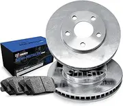 For 1998-1999 Plymouth Grand Voyager R1 Concepts eLine Front Blank Brake Rotors Kit + Semi-Met Pads