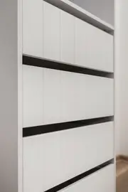 Malmo Walk In Wardrobe - 4 Drawer 3 Shelf Module - VJ Panel - White