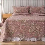 Quilt Set Queen Size 3 Piece Cotton Quilts Reversible Bedspreads Lightweight Coverlets Floral Bedding Set All Season Quilts (1 Quilt,2 Pillow Shams) (Color : Red, Size : 250x230cm-50x70cm x2)