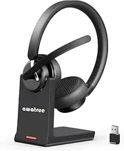Wireless Headset with Mic for Work, Bluetooth 5.3 Headset with AI Noise Cancelling Microphone & Call Reminder, Wireless Headphone with Voice Assistant for PC/Computer/Remote Work/Call Center/Zoom