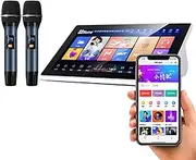 Karaoke System, 5 in 1 Karaoke Machine with Wireless Microphone, 18.5 Inch Touch Screen Phone Remote & App Control Cloud Download Songs KTV Singing Karaoke Player for Family（4TB）
