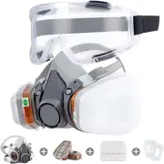 Reusable Half Face Gas Mask with Safety Glasses and Filters