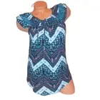 No Boundaries Blouse Medium Smocked Peasant Teal Blue Geo Cap Sleeve New