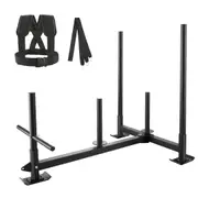 Weight Training Sled, Pull Push Power Sled with Handle, Fitness Strength Resistance Training, Steel Workout Equipment for Athletic Exercise & Speed Improvement, Fit for 5 cm Weight Plate,