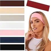 [Kavya] Headbands for Women's Hair, Sweat Absorbent Hair Bands for Women, Wide Elastic Head Bands Adult Women Breathable Hair Accessories Unisex Sport Gym Running Skincare(8 Pack, Black)