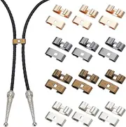 WEBEEDY 120 PCS Bolo Tie Slides Clasp 3 Colors Blank Tie Buckle Rectangle Bolo Tie Slides Clasp Accessories Handmade Western Cowboy Bolo Tie Buckle DIY Bolo Tie Jewelry Making Findings(1.9x0.7cm)