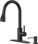Matte Black Single Handle Stainless Steel Sink Faucet with Pull Down Sprayer