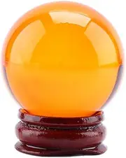 Marhynchus Crystal Ball with Stand Clear Crystal Ball 40mm/1.6" Asian Rare Quartz Clear Sphere with Base Amber