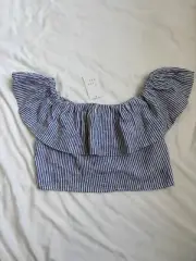 A new day crop top blouse nautical off shoulder peasant coastal babydoll medium
