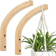 EPHIFY Wooden Plant Hanger Indoor, Wall Plant Hangers Hooks for Indoor Use, Wall-Mounted Hanging Hooks for Planters, Lanterns, Flower Brackets, Wind Chimes, and Decorations (2 Pack, 8-Inch)