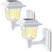 LeiDrail Solar Lights for Outdoors, 2 Modes Edison Solar Wall Light Outdoor Waterproof 15 Lumen Solar Lights for Outdoor Decorative for Fence Yard Chicken Coop Playhouse White (Pack of 2)