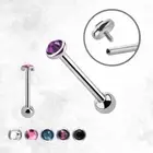 Internally Threaded Titanium Bezel Top CZ Tongue Barbell Ring Sold Individually