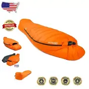 10°F Hydrophobic Down Mummy Sleeping Bag - Lightweight 4-Season Camping Gear
