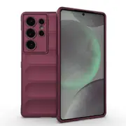 For Samsung Galaxy S25 Ultra Case, Wavy Shielding Cover, Wine Red