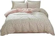 (Full/Queen, Birds Leaves) - Fresh Birds Leaves Printed Duvet Cover Set Queen Fresh Floral Bedding Collection Cotton Kids Girls Duvet Cover Set for Spring Summer 3 Piece Modern Children Bedding Set 1 Duvet Cover 2 Pillowcases