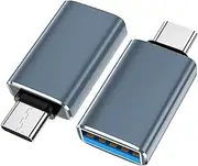 USB C to USB Adapter 2 Pack, OTG USB C Male to USB A 3.0 Female Adapter for Apple MacBook Pro, Mac Book, iPad, Samsung Galaxy S20-S23(Grey)