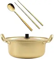 Housoutil 1 Set Instant Noodle Pot Non Stick Pot Pasta Pot Ramyun Cooker Double Handle Pot Korean Gold Ramen Pot Sushi Tray Pasta Plate Mini Frying Pan Japanese-Style Aluminum Thermal Jug