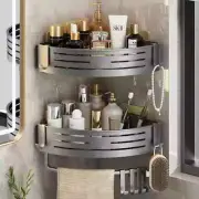 Bathroom Shelf Wall Mounted Aluminum Organizer with Hook Towel No Drill Shelves
