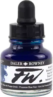 FW Acrylic Bottle Prussian Blue Hue - Versatile Acrylic Drawing for Artists and