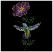 Springtime Hummingbirds EMBROIDERED 10 QUILT BLOCKS Vibrant Set