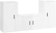 3 Piece TV Cabinet Set - High Gloss White Engineered Wood, Modern Entertainment Unit for Living Room, Space-Saving Design, Sturdy & Stylish