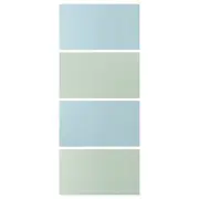 MEHAMN 4 panels for sliding door frame, light blue/light green, 100x236 cm