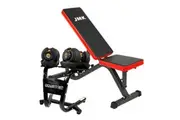 2x Powertrain 24kg Adjustable Dumbbells w/ Stand Exercise Bench Gold