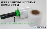 24x Roll Heavy Duty Stretch Bundling Film Mini Wrap 100mm x 250M CLEAR 20um