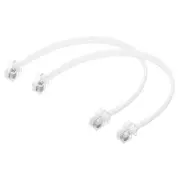 2 Pack Telephone Cord 0.7ft Phone Cable 6P6C with RJ12 Plug, White