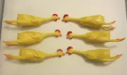 6 NEW STRETCH RUBBER CHICKENS 8 INCH STRETCHABLE SQUEEZE STRESS RELIEF GAG GIFT