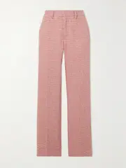 [Alessandra Rich] Alessandra Rich - Checked Sequined-embellished Wool-blend Tweed Straight-leg Pants - Red - IT38 IT 38 Red